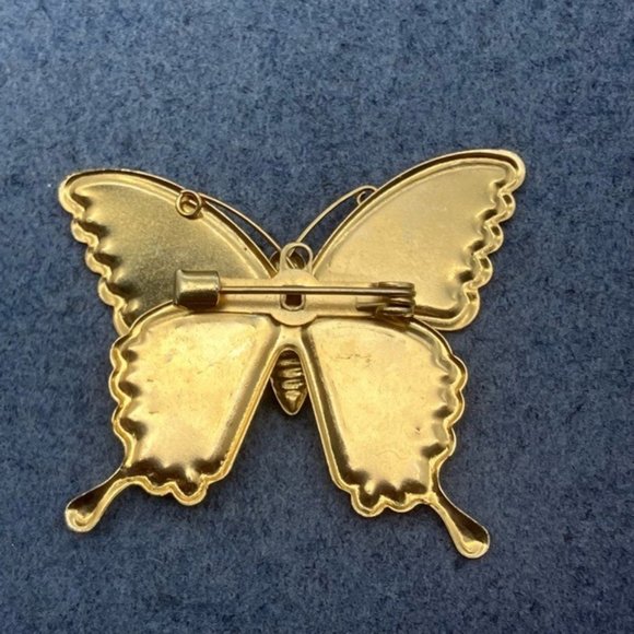 Butterfly Pin Brooch As Is Plain Gold Repurpose Upcycle Craft DIY Retro Boho - Picture 4 of 6